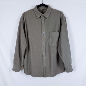 Muji Corduroy Snape Shirt Mens M Taupe Minimalist Workwear Utility Casual